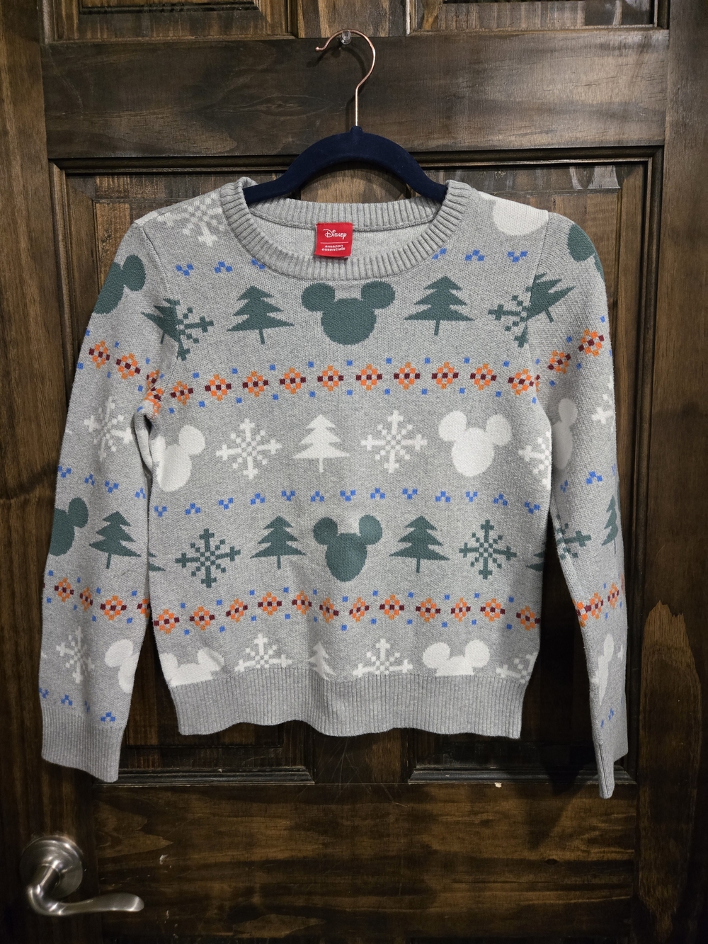 Disney Girl's Gray Mickey Holiday Knit Sweater